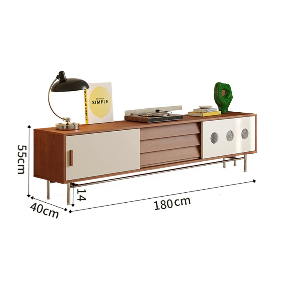 LIVARA 8805 Solid Wood Storage Cabinet, 18mm Ultra-Flat Plywood with Cherry Veneer, Soft-Close Tracks, Stainless Steel Legs, Modern Design - Image 10