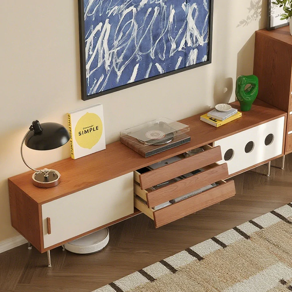 LIVARA 8805 Solid Wood Storage Cabinet, 18mm Ultra-Flat Plywood with Cherry Veneer, Soft-Close Tracks, Stainless Steel Legs, Modern Design - Image 9
