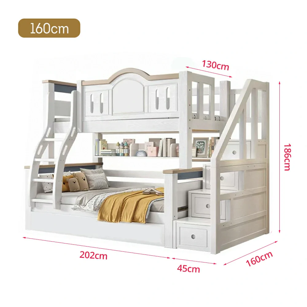 LUXORA 120/135/150/160/180cm Solid Wood Frame Bunk Bed with Two Mattresses Double Ladders, Installation Included - Image 9
