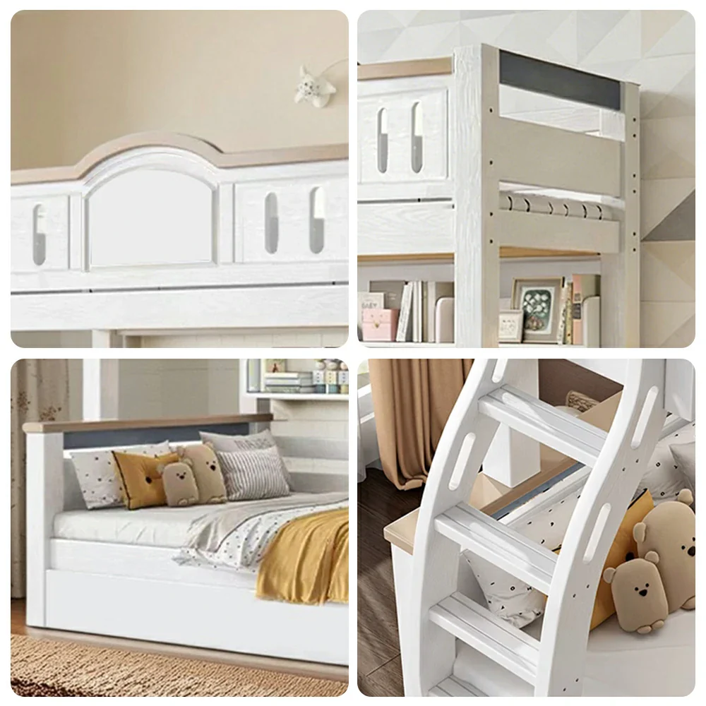 LUXORA ER 120/135/150/160/180cm Straight Ladder Bunk Bed - Solid Cherry Wood Children's Bed with Eco-Friendly Water-Based Paint, Installation Included - Image 3