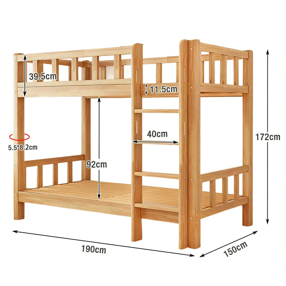 Installation Included LUXORA Solid Rubber Wood Bunk Bed - 120/135/150cm, Durable Frame, Safe Guardrails, Minimalist Design, Eco-Friendly Finish - Natural Wood - Image 7