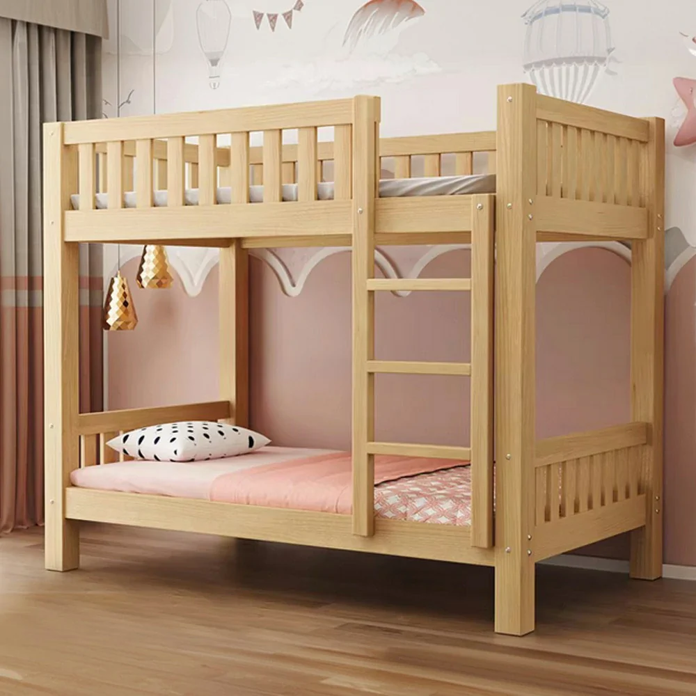 Installation Included LUXORA Bunk Bed Eco-Friendly Solid Wood, 120/135/150cm, Wide Ladder with Protective Handrails, Reinforced Frame - Wood - Image 2