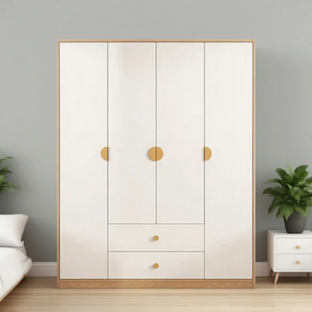 LUXORA 160/180cm Oak Wardrobe Cabinet - Dual Hanging Storage with Solid North American Oak, Child-Friendly Height & Space-Saving Design - White - Image 4