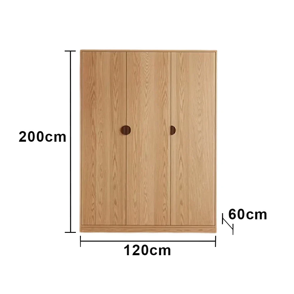 LUXORA 120/140cm Oak Wardrobe Cabinet - Dual Hanging Storage with Solid North American Oak, Child-Friendly Height & Space-Saving Design - Wood - Image 5