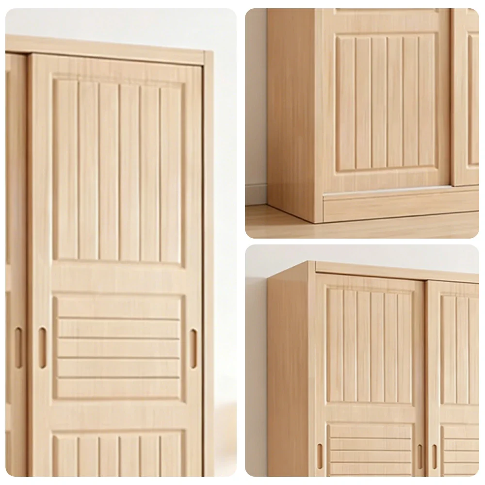 LUXORA 80/100/120cm Sliding Door Wardrobe - Multi-Compartment Hanging Storage with Solid Pine Wood Frame, Heavy-Duty Rail & Space-Saving Design - Image 3