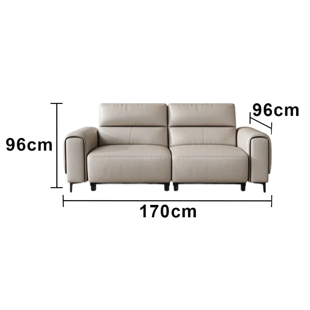 LUXORA 2-Seater Electric Recliner Sofa 170/210cm Wide-Angle Adjustment Top-Grain Leather Dual-Layer Comfort Cushion  - Beige - Image 5