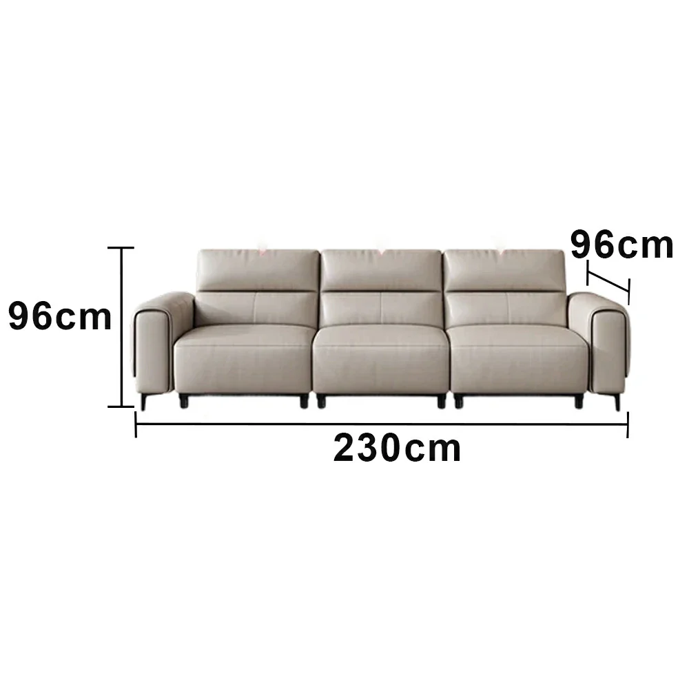 LUXORA 3-Seater Electric Recliner Sofa 230/290cm Wide-Angle Adjustment Top-Grain Leather Dual-Layer Comfort Cushion - Beige - Image 5