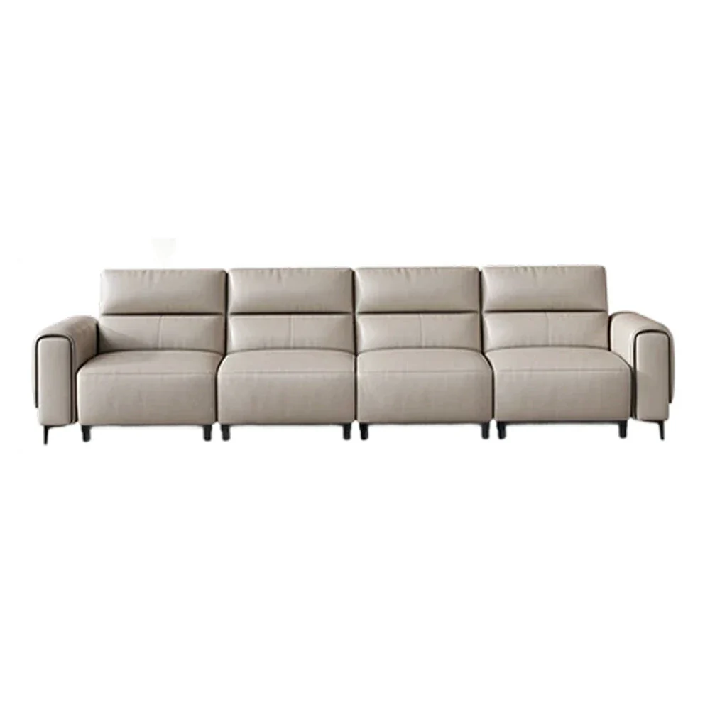 LUXORA 4-Seater Electric Recliner Sofa 310/370cm Wide-Angle Adjustment Top-Grain Leather Dual-Layer Comfort Cushion - Beige