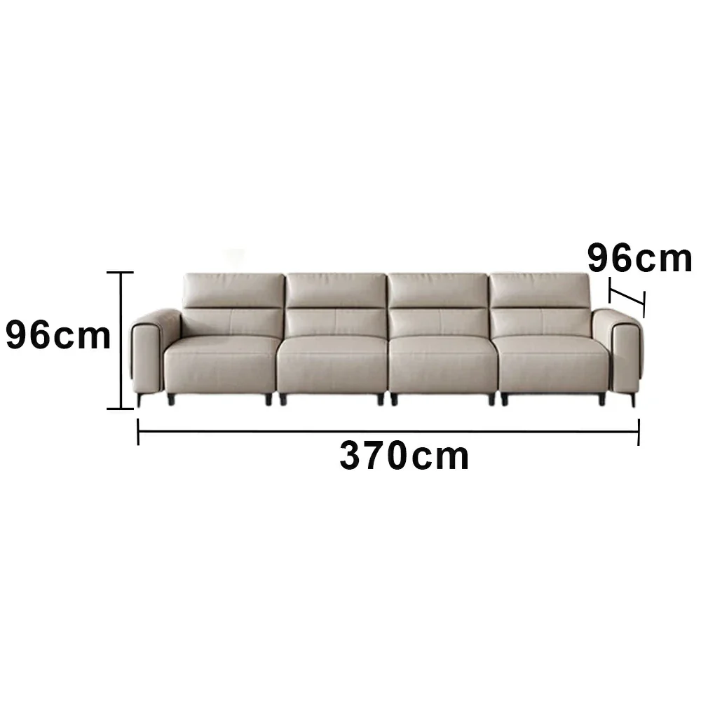 LUXORA 4-Seater Electric Recliner Sofa 310/370cm Wide-Angle Adjustment Top-Grain Leather Dual-Layer Comfort Cushion - Beige - Image 6