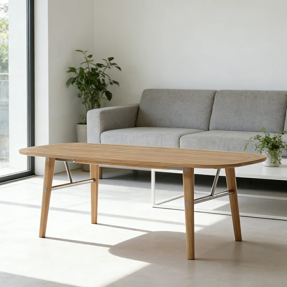 LUXORA Solid Wood Dining Table - 180/220cm Wide Top, Metal-Reinforced Legs, Rounded Safety Corners, Natural Timber Finish - Image 2