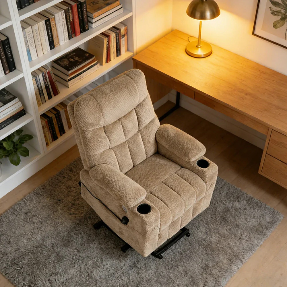 LUXORA Electric Assist Sofa, One-Touch Recline Function, Soft Breathable Upholstery, High-Density Foam, Ergonomic Comfort Design - Beige - Image 2
