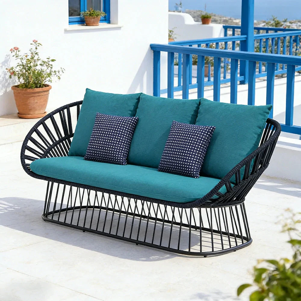 LIVARA Three-Seater Sofa - UV and Water-Resistant Woven Fabric, Powder-Coated Aluminium Frame, High-Resilience Cushions - Image 2