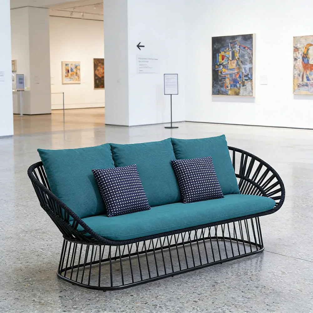 LIVARA Three-Seater Sofa - UV and Water-Resistant Woven Fabric, Powder-Coated Aluminium Frame, High-Resilience Cushions - Image 4