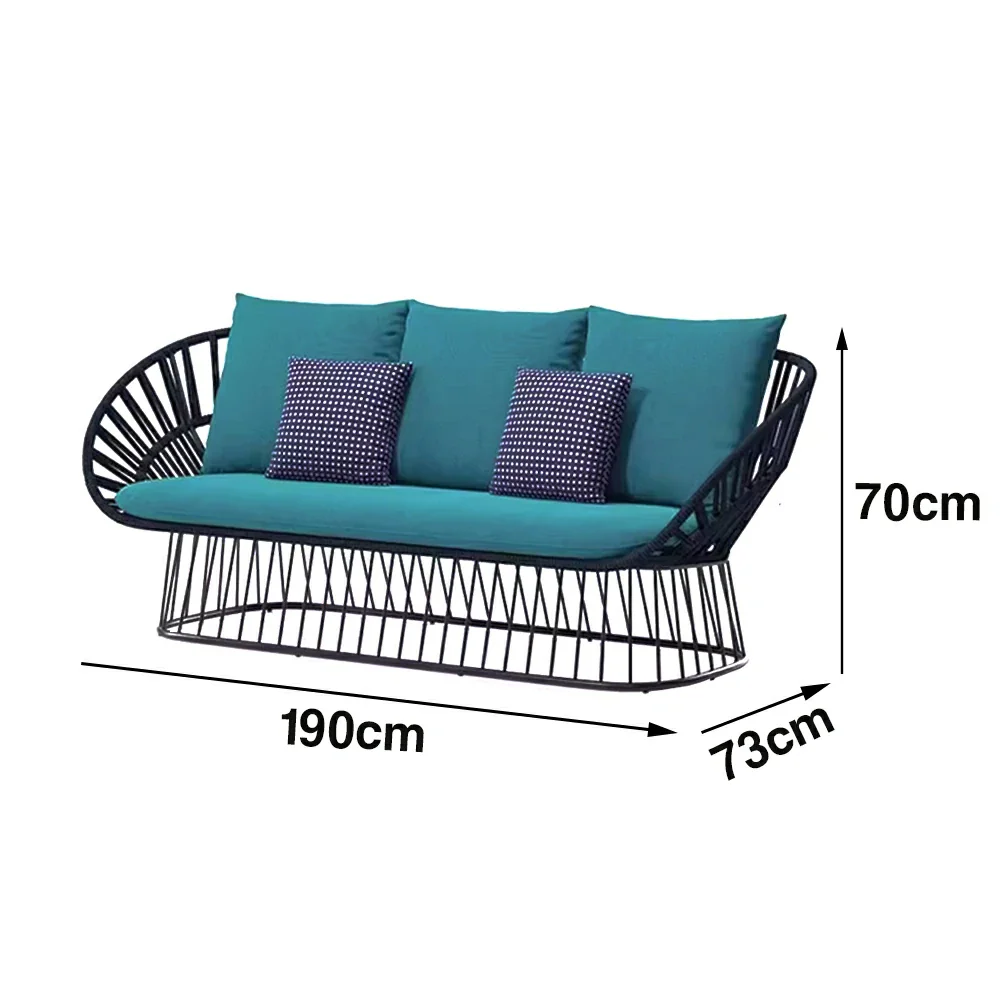LIVARA Three-Seater Sofa - UV and Water-Resistant Woven Fabric, Powder-Coated Aluminium Frame, High-Resilience Cushions - Image 5