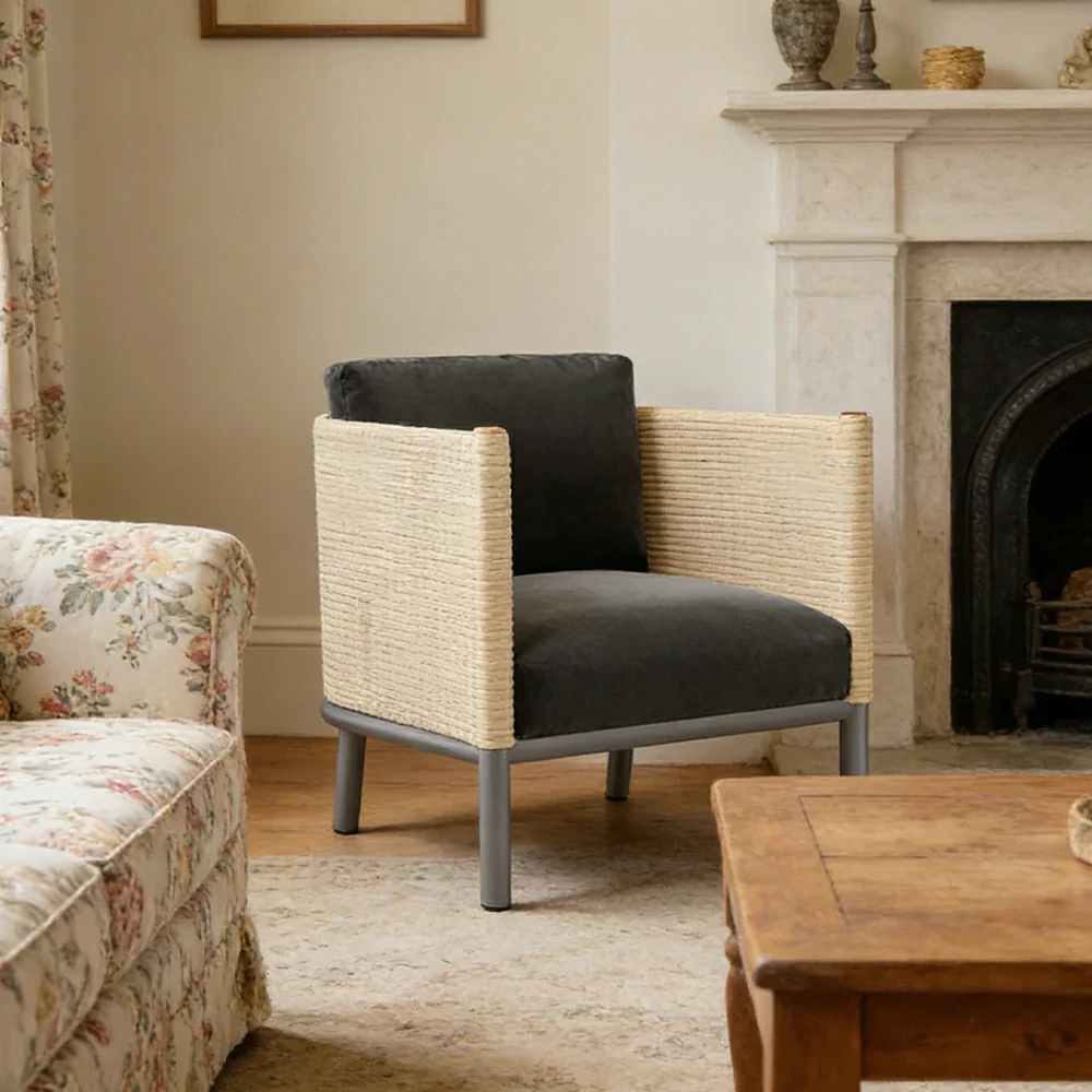 LUXORA High-Leg Single Sofa - Waterproof Rope Design, Quick-Dry Cushion, High-Density Foam Support, Weather-Resistant Fabric - Image 4