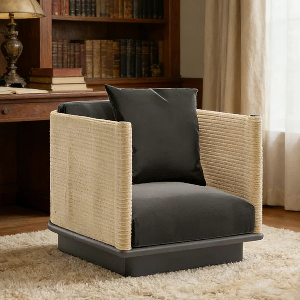 LUXORA Single Sofa - Waterproof Rope Design, Quick-Dry Cushion, High-Density Foam Support, Weather-Resistant Fabric - Image 4