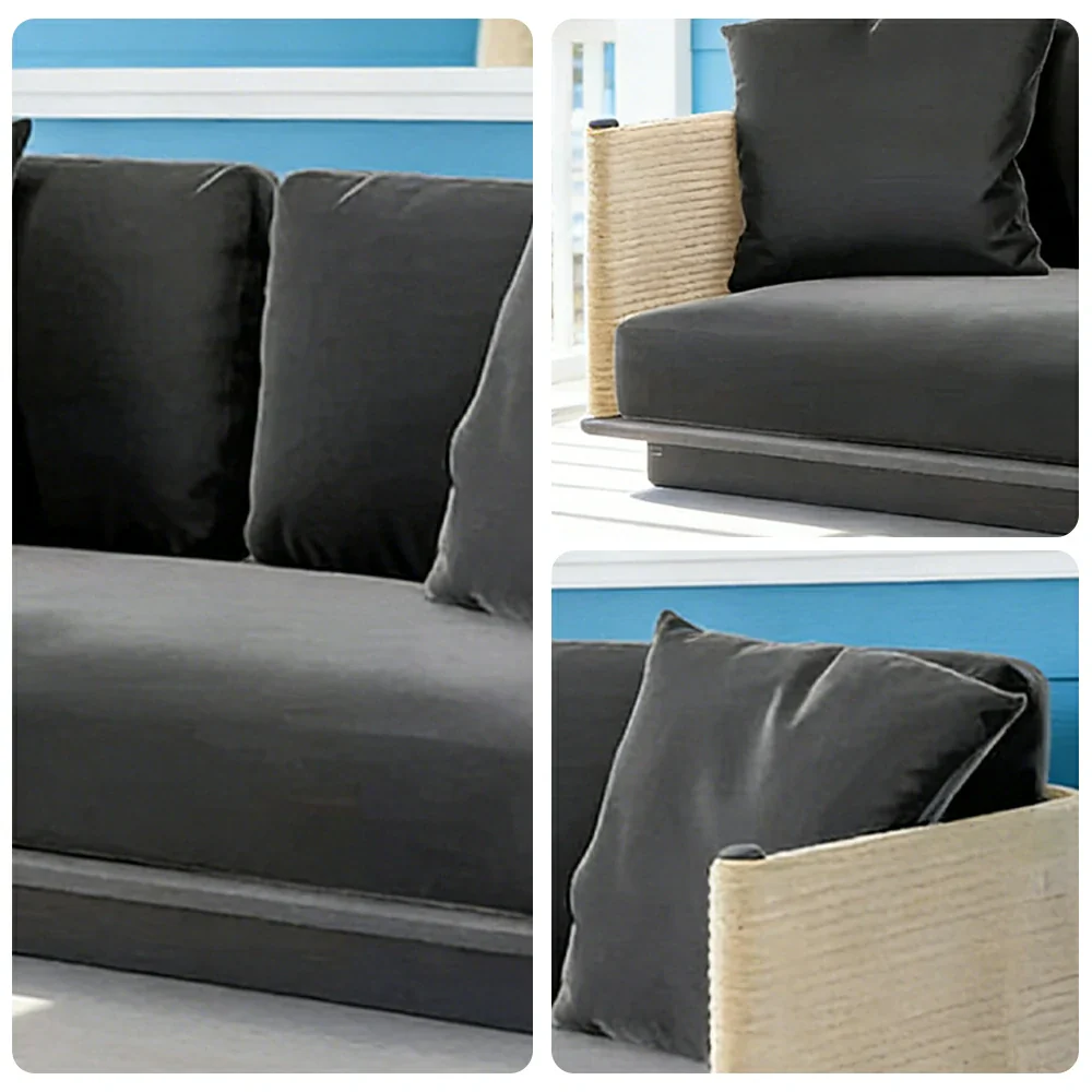 LUXORA Two-Seater Sofa - Waterproof Rope Design, Quick-Dry Cushion, High-Density Foam Support, Weather-Resistant Fabric - Image 3