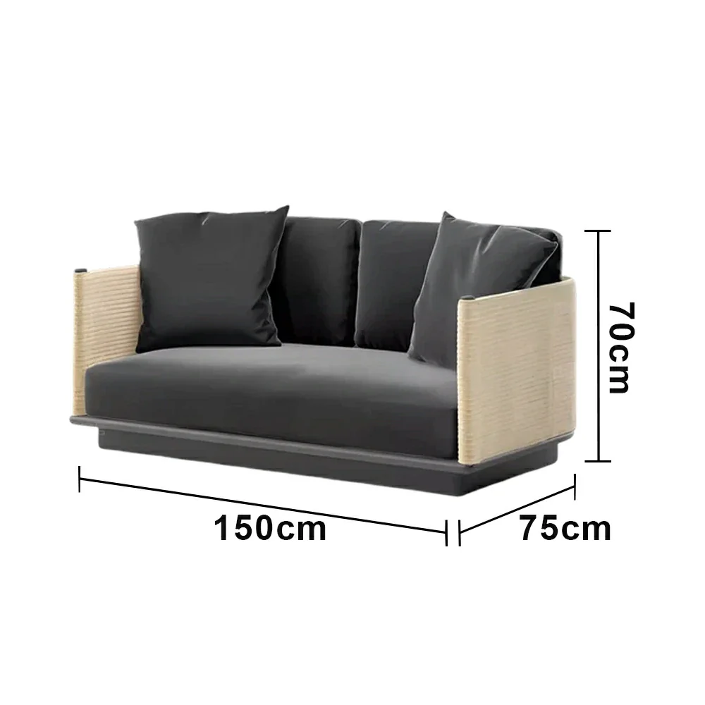 LUXORA Two-Seater Sofa - Waterproof Rope Design, Quick-Dry Cushion, High-Density Foam Support, Weather-Resistant Fabric - Image 5