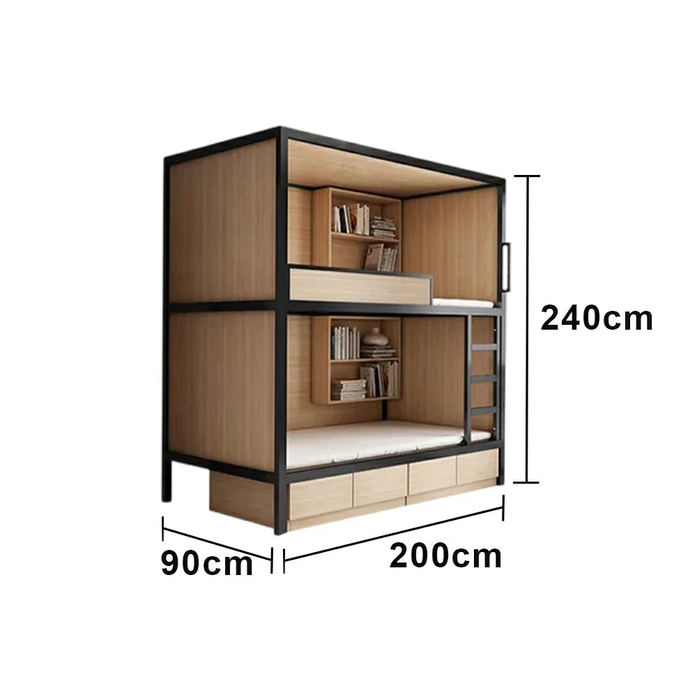 LUXORA Metal Bunk Bed with Storage Shelves Heavy Duty Frame 90/100/120cm Space Saving for Dorm Apartment - Image 6