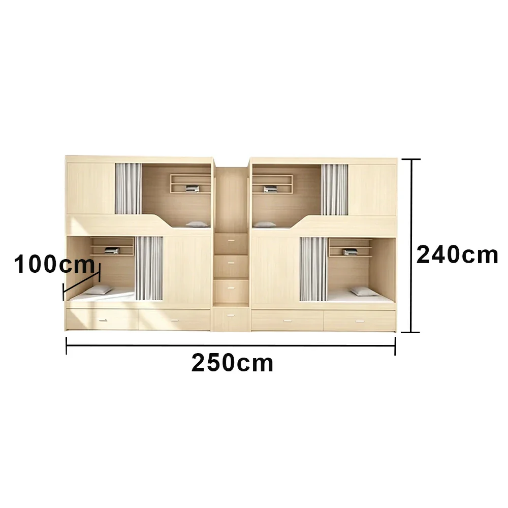 LUXORA Wooden Bunk Bed with Storage Ladder Heavy Duty 90/100/120cm Dormitory Apartment Space Saving - Image 7