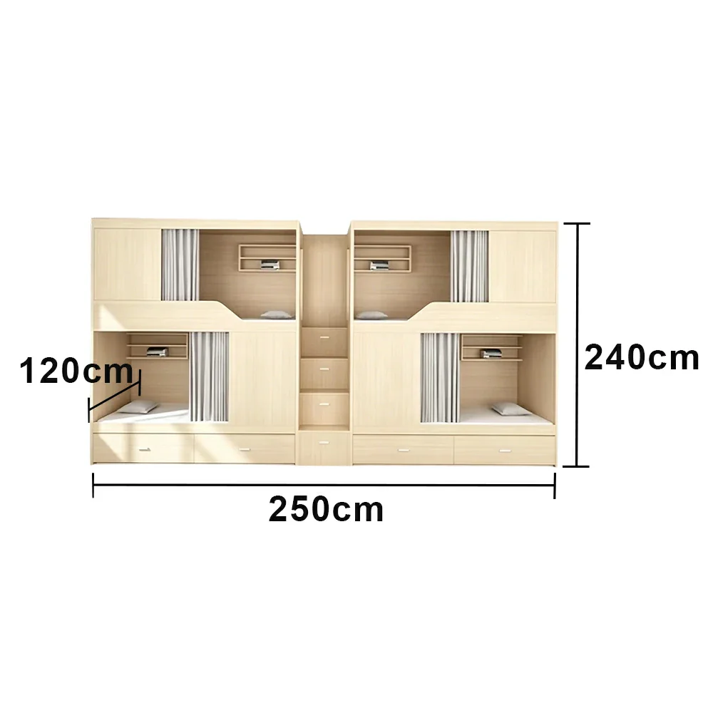 LUXORA Wooden Bunk Bed with Storage Ladder Heavy Duty 90/100/120cm Dormitory Apartment Space Saving - Image 8