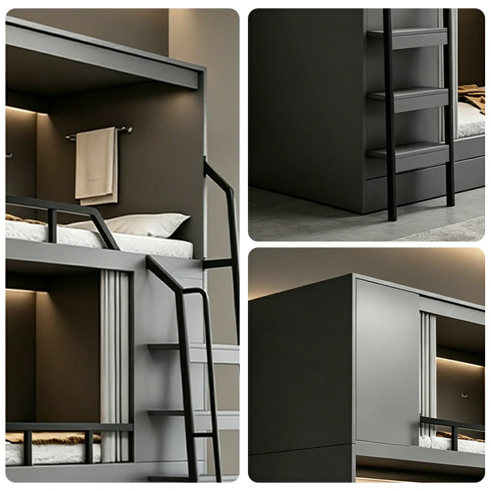 LUXORA 3 Tier Bunk Bed with Desk and Storage Steel Frame 90/100/120cm Space Saving for Dorm Gaming Apartment - Image 3