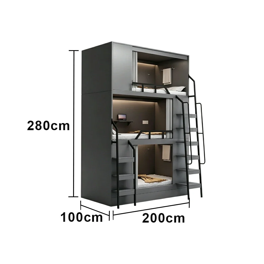 LUXORA 3 Tier Bunk Bed with Desk and Storage Steel Frame 90/100/120cm Space Saving for Dorm Gaming Apartment - Image 7