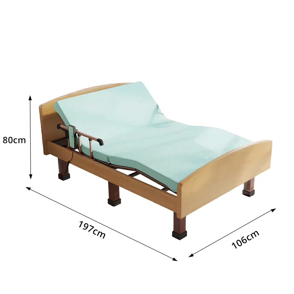 LUXORA Electric Care Bed Remote Control Adjustable Backrest High-density Mattress 106/120cm for Elderly Post-surgery Home Use - Wood - Image 8