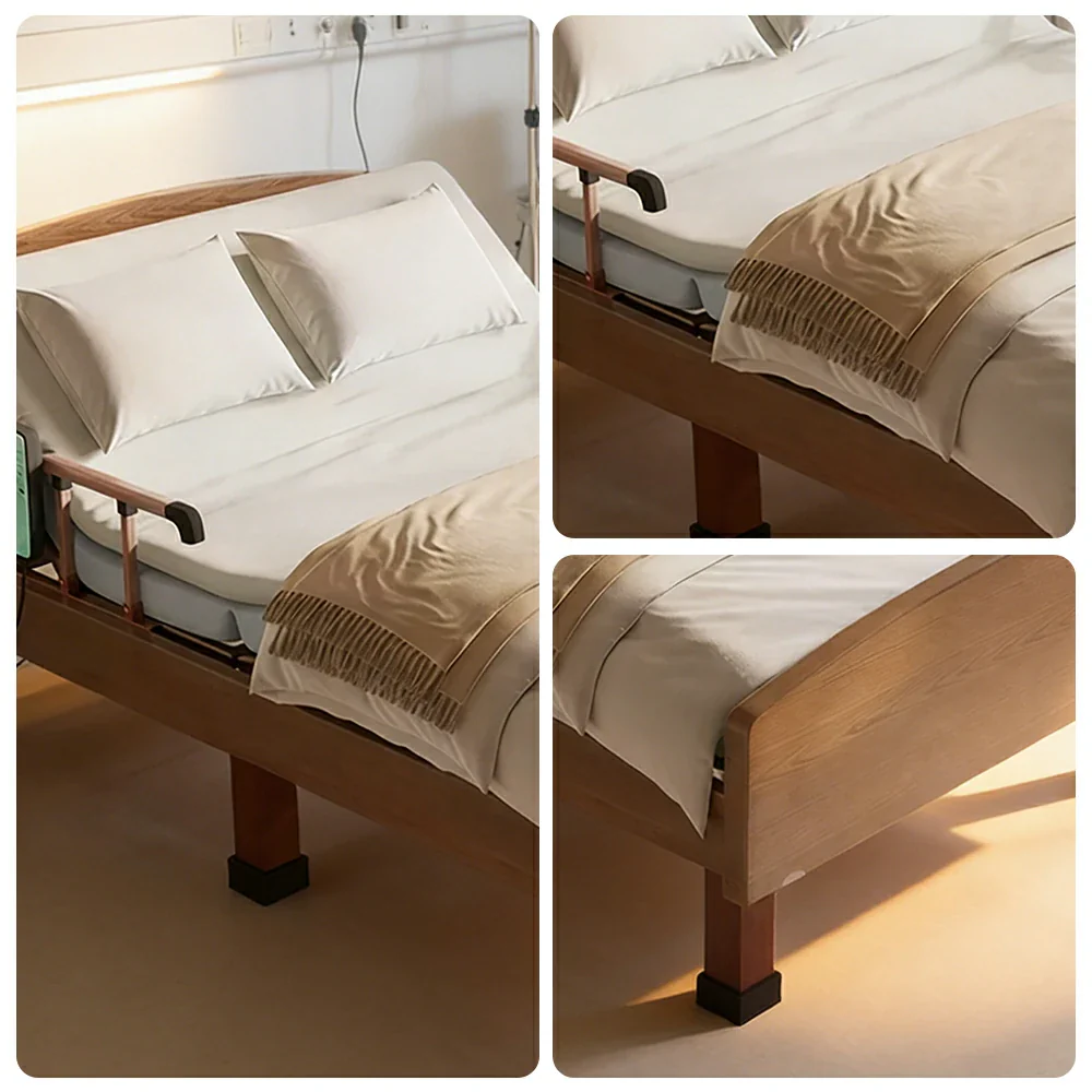 LUXORA Electric Care Bed Remote Control Adjustable Backrest High-density Mattress 106/120cm for Elderly Post-surgery Home Use - Walnut - Image 3