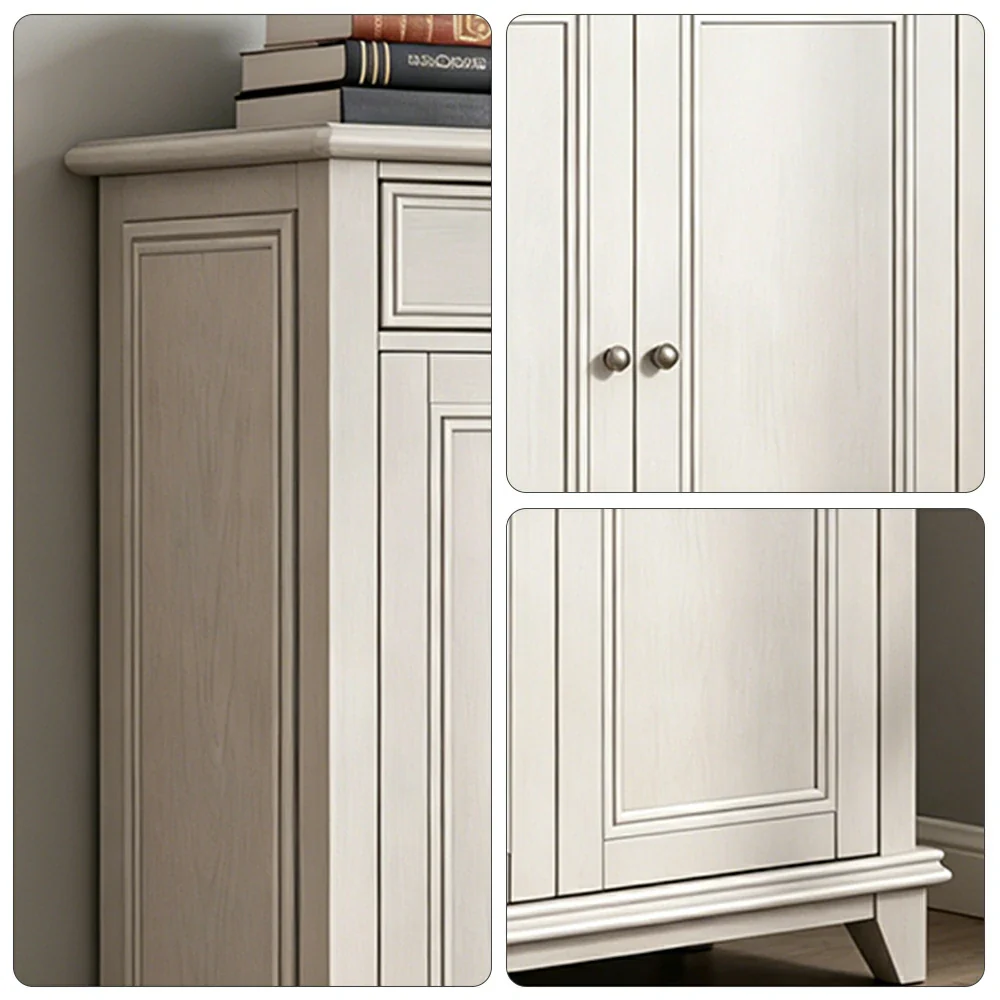 LUXORA Solid Wood 4 Door Shoe Cabinet with Multi-Drawer Storage American Style Entryway Organizer for Hallway Foyer - White - Image 3