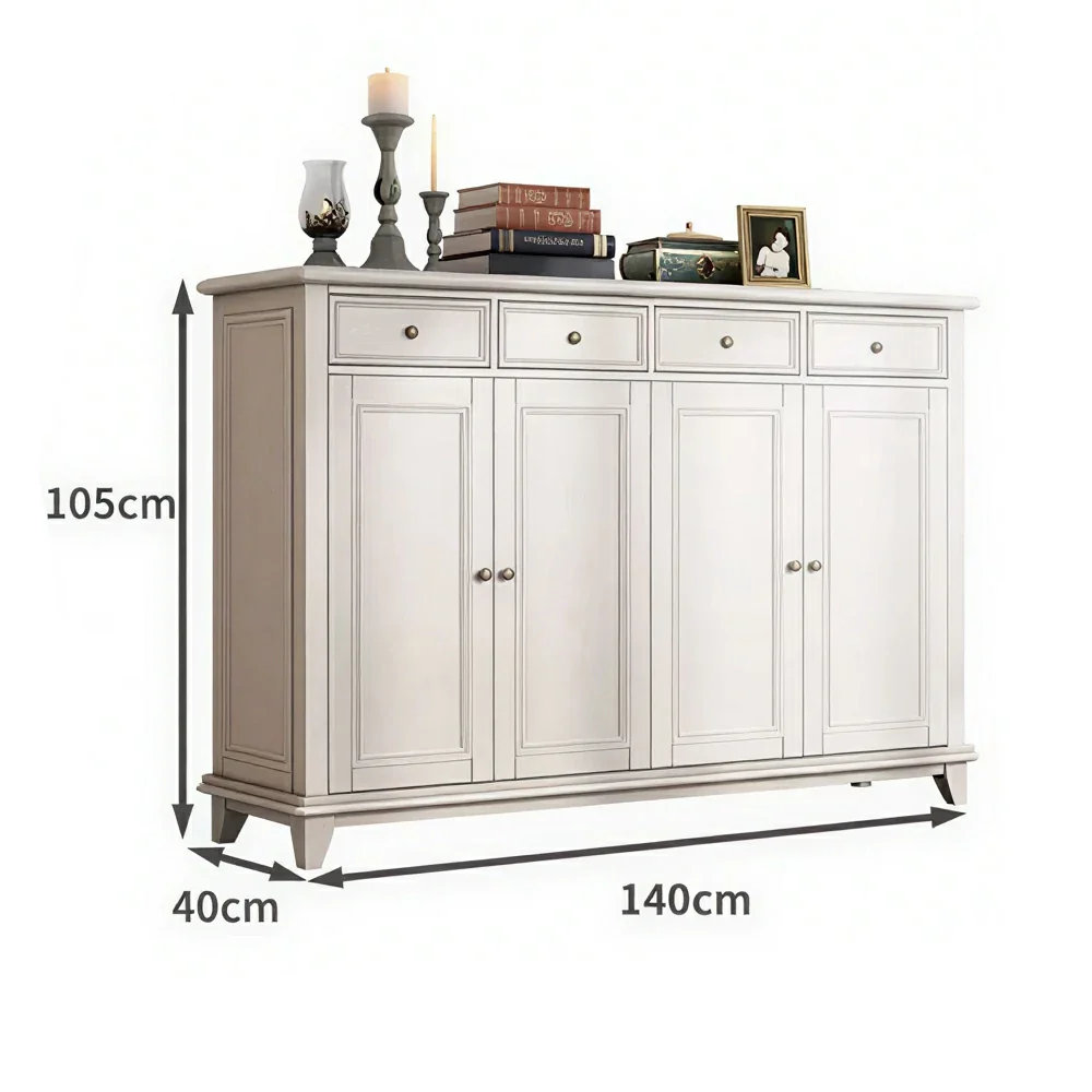 LUXORA Solid Wood 4 Door Shoe Cabinet with Multi-Drawer Storage American Style Entryway Organizer for Hallway Foyer - White - Image 6