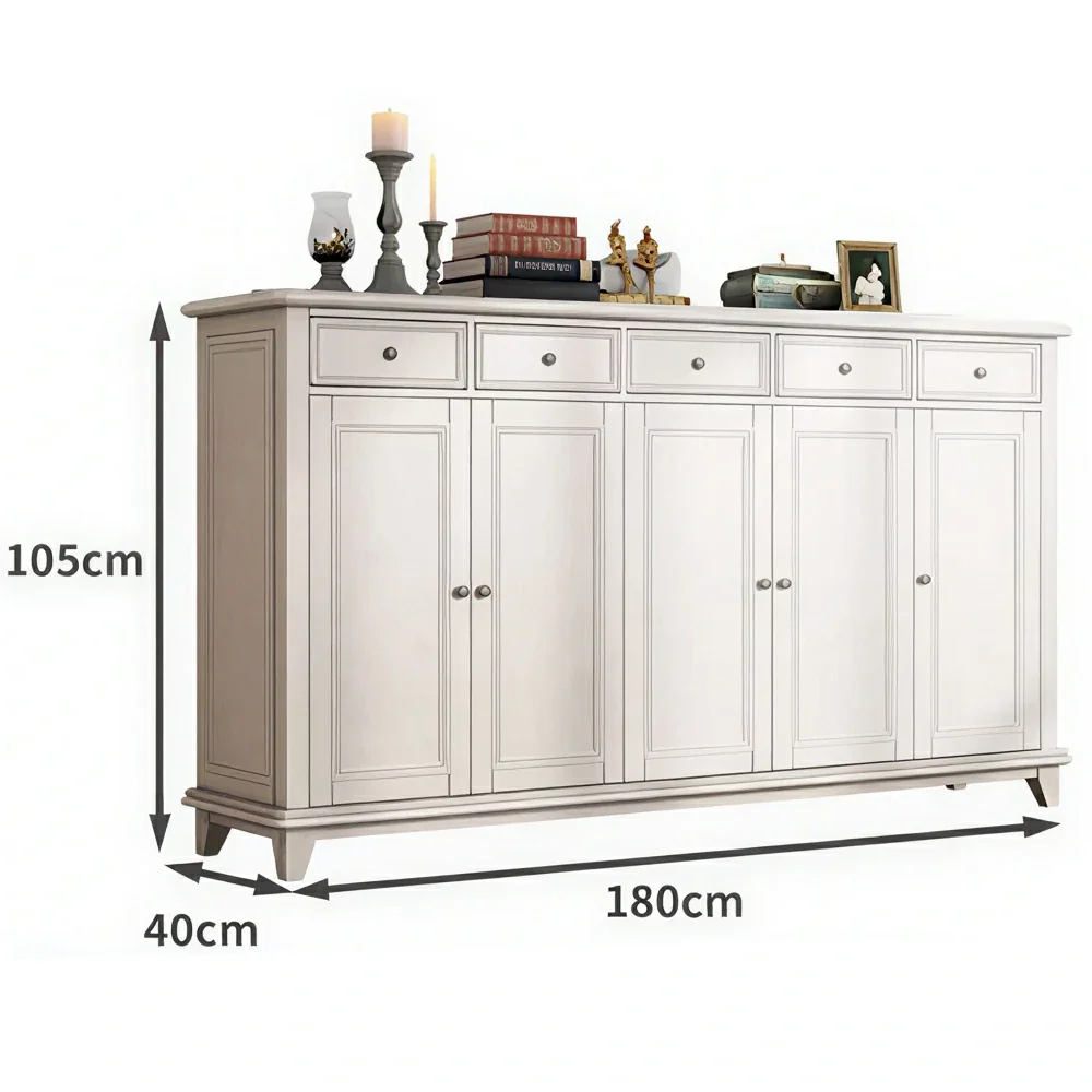 LUXORA Solid Wood 5 Door Shoe Cabinet with Multi-Drawer Storage American Style Entryway Organizer for Hallway Foyer - White - Image 6