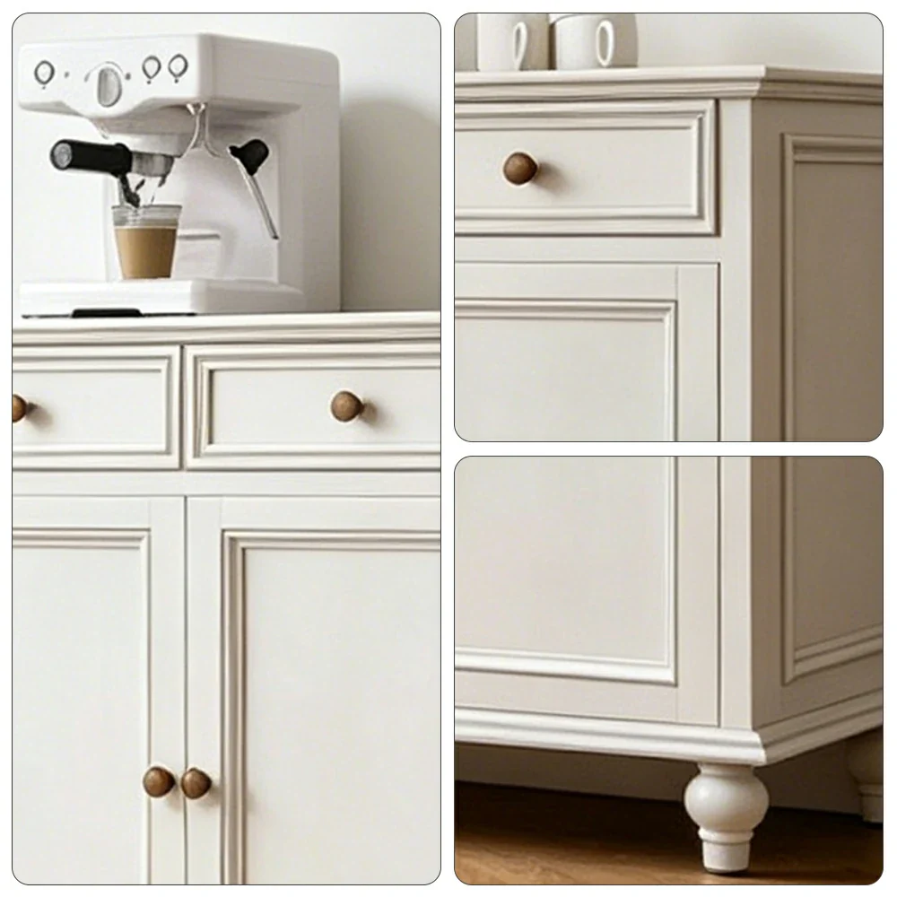 LUXORA Solid Ash Wood Three Door Storage Cabinet Vintage Drawer Organizer for Bedroom Living Room - White - Image 3
