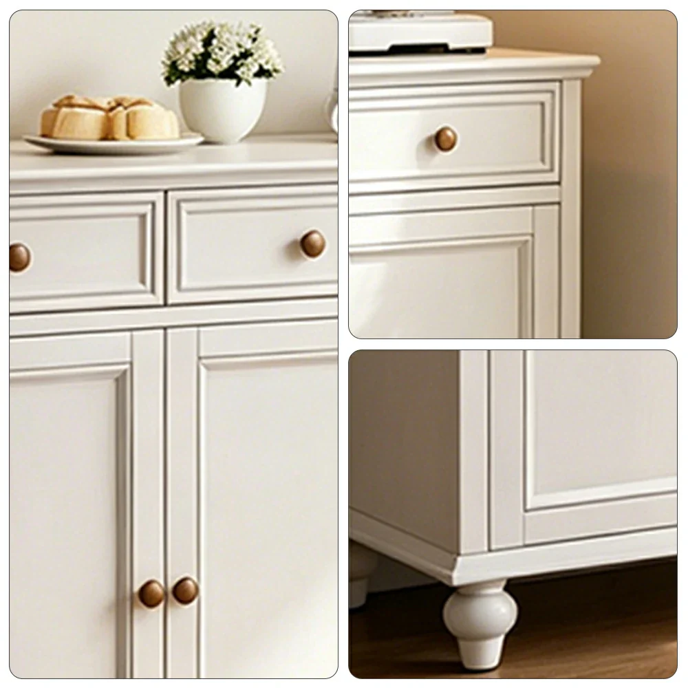 LUXORA Solid Ash Wood Four Door Storage Cabinet Vintage Organizer for Bedroom Living Room - White - Image 3