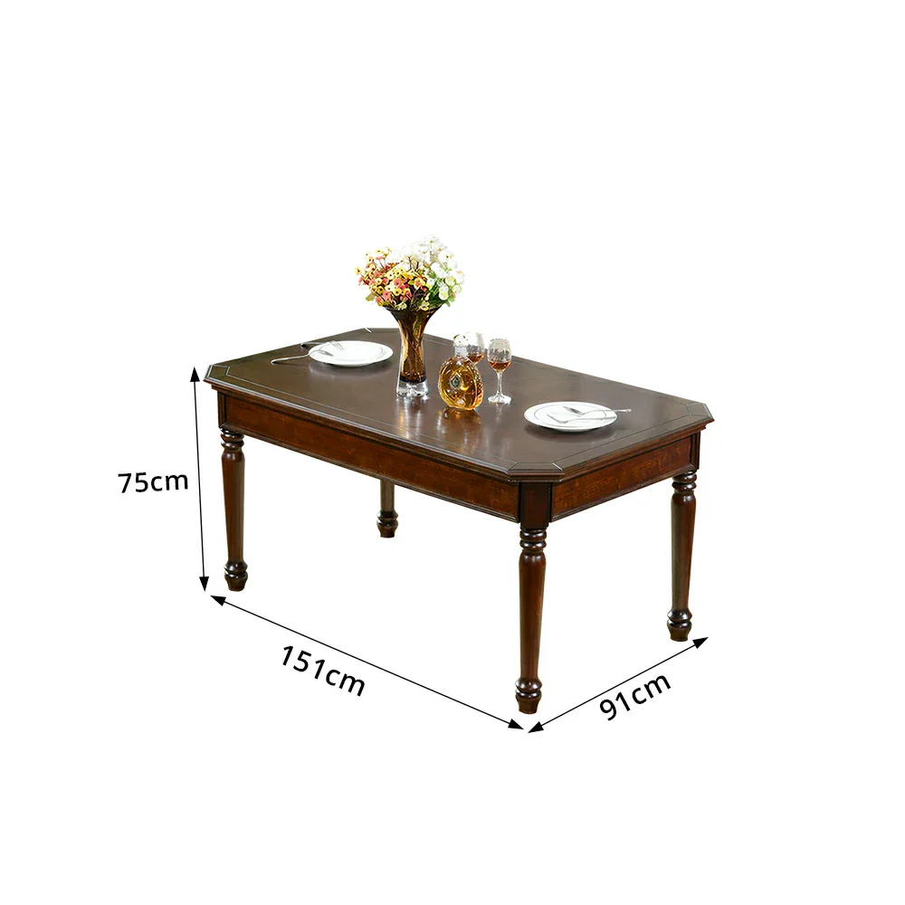 LUXORA 135/151cm Solid Wood Dining Table American Style Rectangular Kitchen Table for Dining Room - Walnut - Image 9