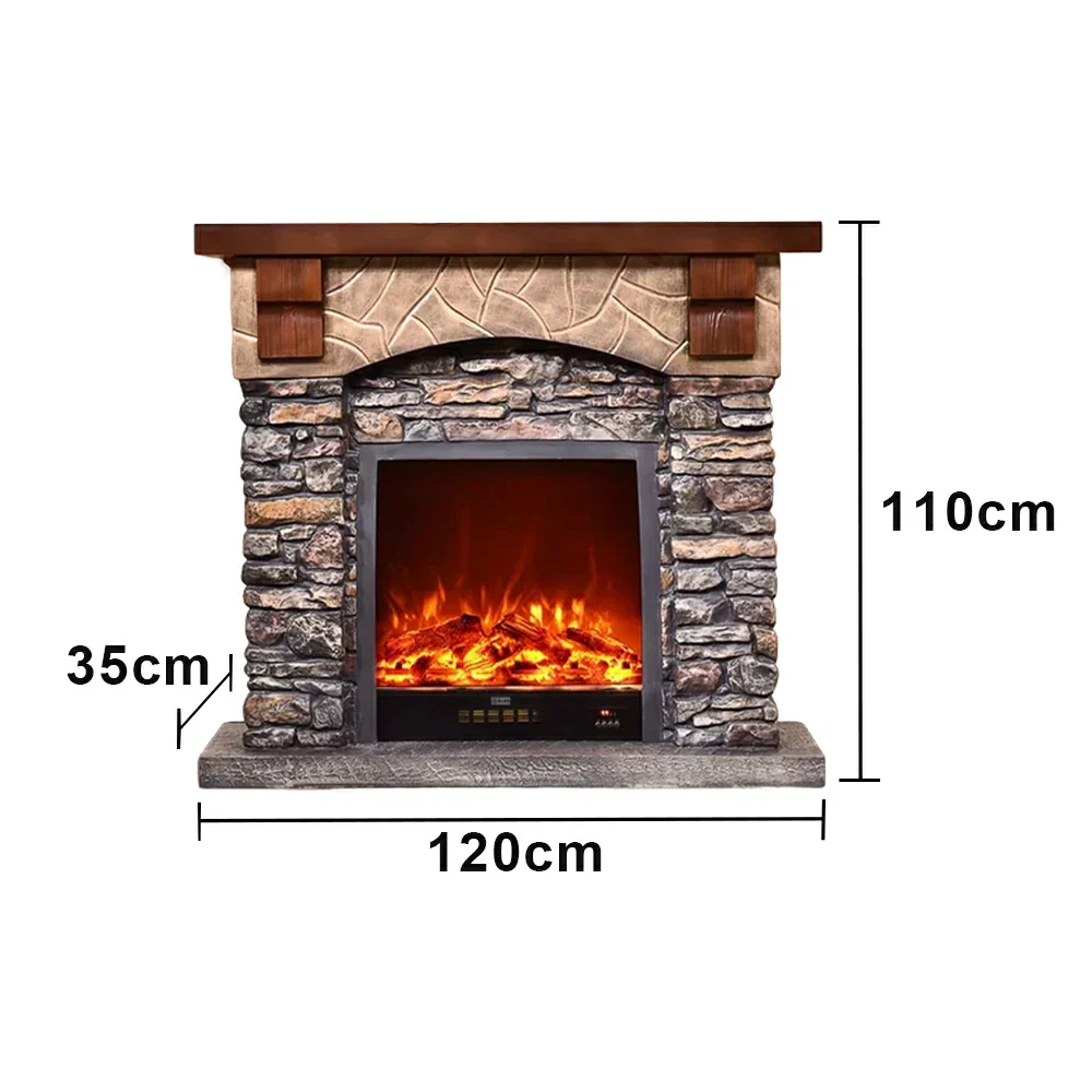 LUXORA 120cm Electric Fireplace TV Stand Stone Look Mantel 750W-1500W Heater Solid Wood Frame HDF Panels Living Room Centrepiece - Image 5