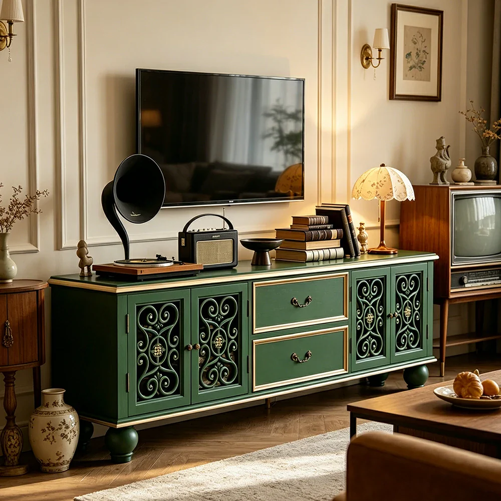 LUXORA Solid Wood TV Cabinet Carved Storage Entertainment Unit 180/200cm for Living Room - Image 5