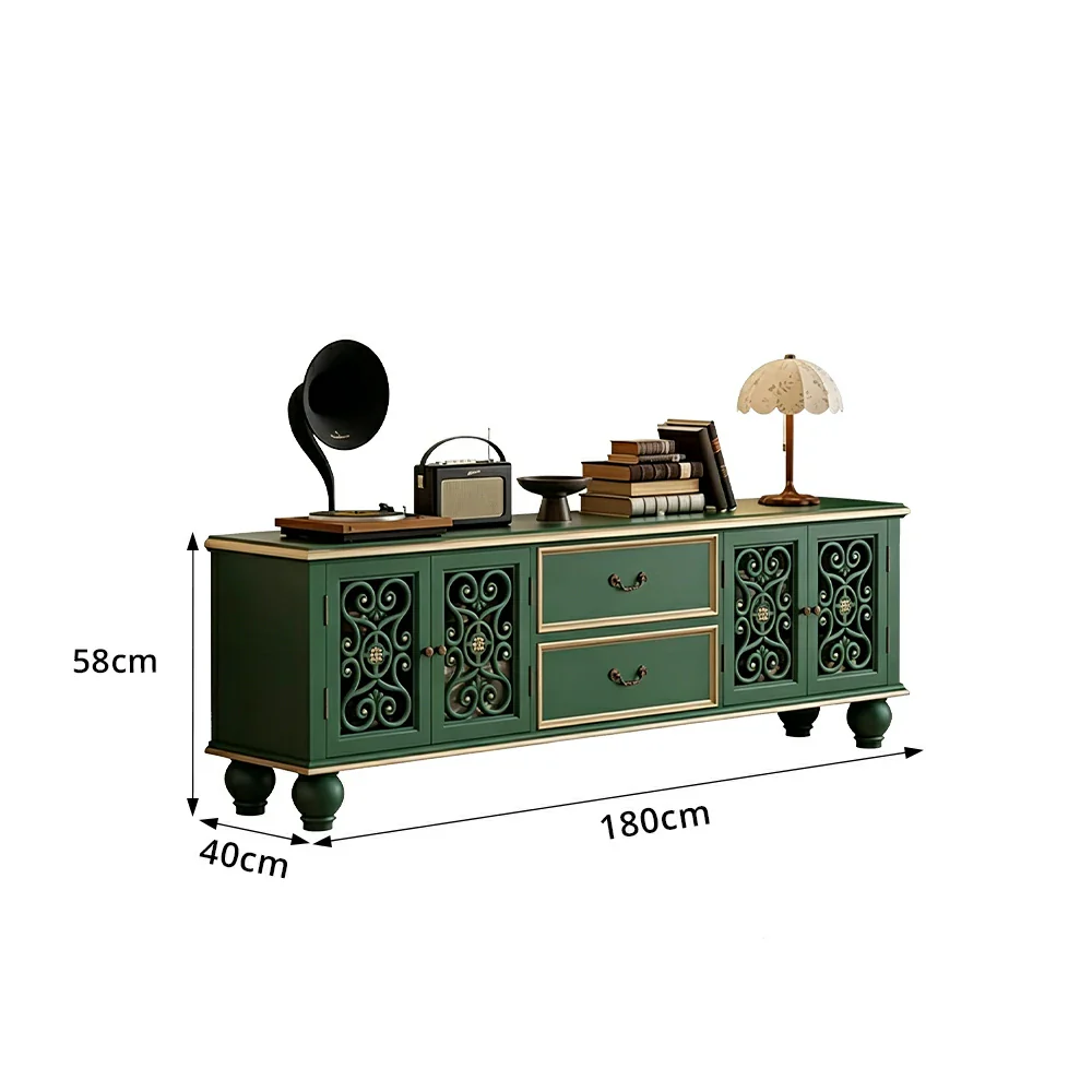LUXORA Solid Wood TV Cabinet Carved Storage Entertainment Unit 180/200cm for Living Room - Image 7