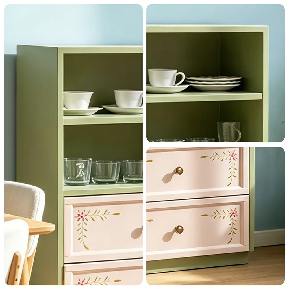 LUXORA Modular Solid Wood Bookcase Double Drawer Storage Cabinet for Living Room Dining Area - Image 3