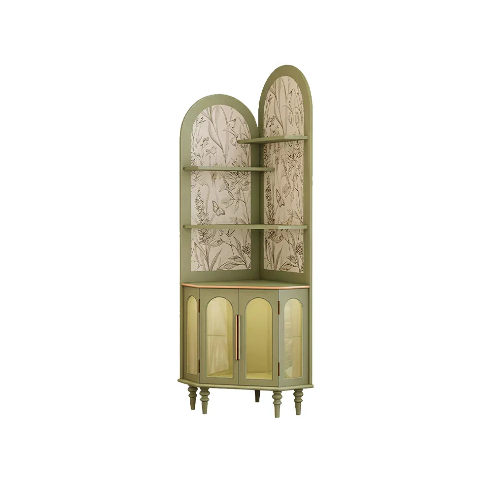 LUXORA Corner Storage Cabinet Multi-Layer Space Saving Organizer for Living Room Small Spaces - Green