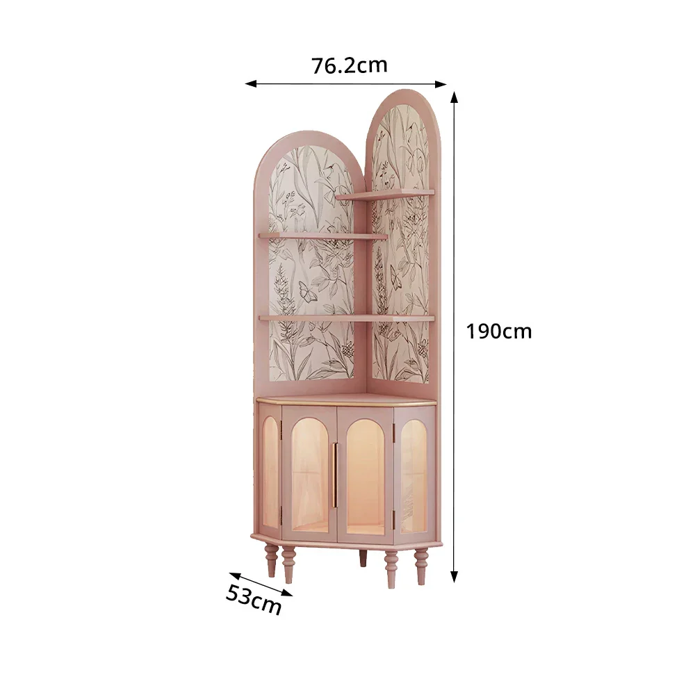 LUXORA Corner Storage Cabinet Multi-Layer Space Saving Organizer for Living Room Small Spaces - Pink - Image 8