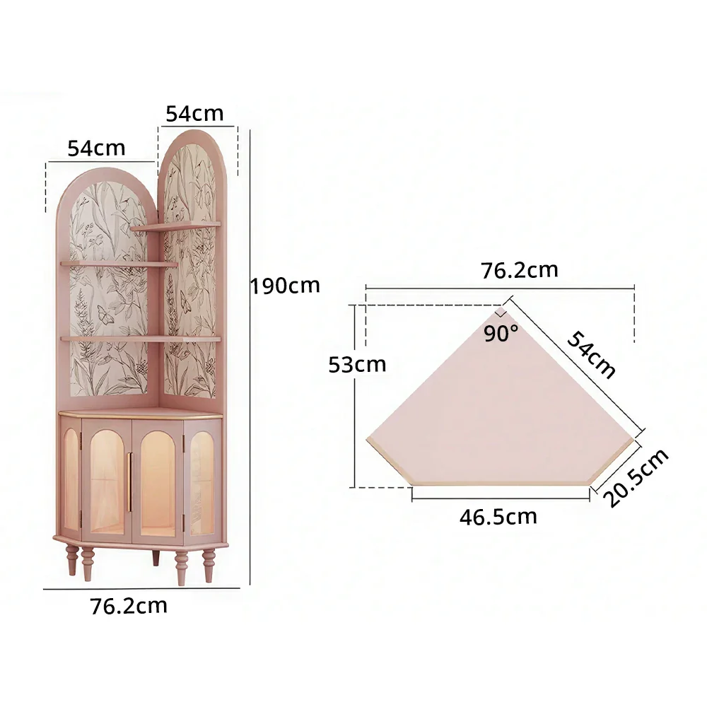 LUXORA Corner Storage Cabinet Multi-Layer Space Saving Organizer for Living Room Small Spaces - Pink - Image 9