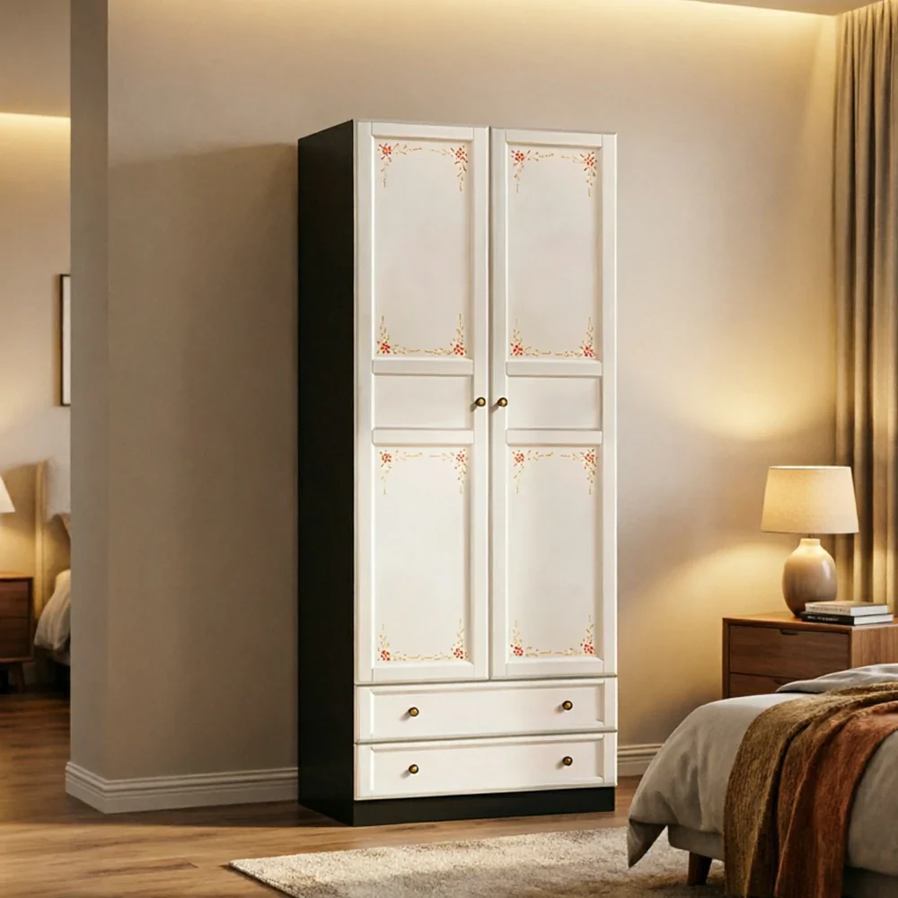 LUXORA Two Door Modular Full Wall Wardrobe Large Capacity Storage Cabinet for Bedroom Walk-In Closet - Beige - Image 4