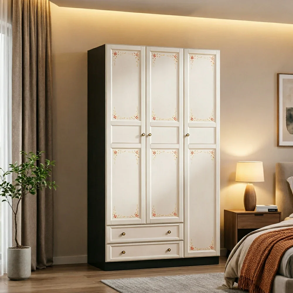 LUXORA Three Door Modular Full Wall Wardrobe Large Capacity Storage Cabinet for Bedroom Walk-In Closet - Beige - Image 4