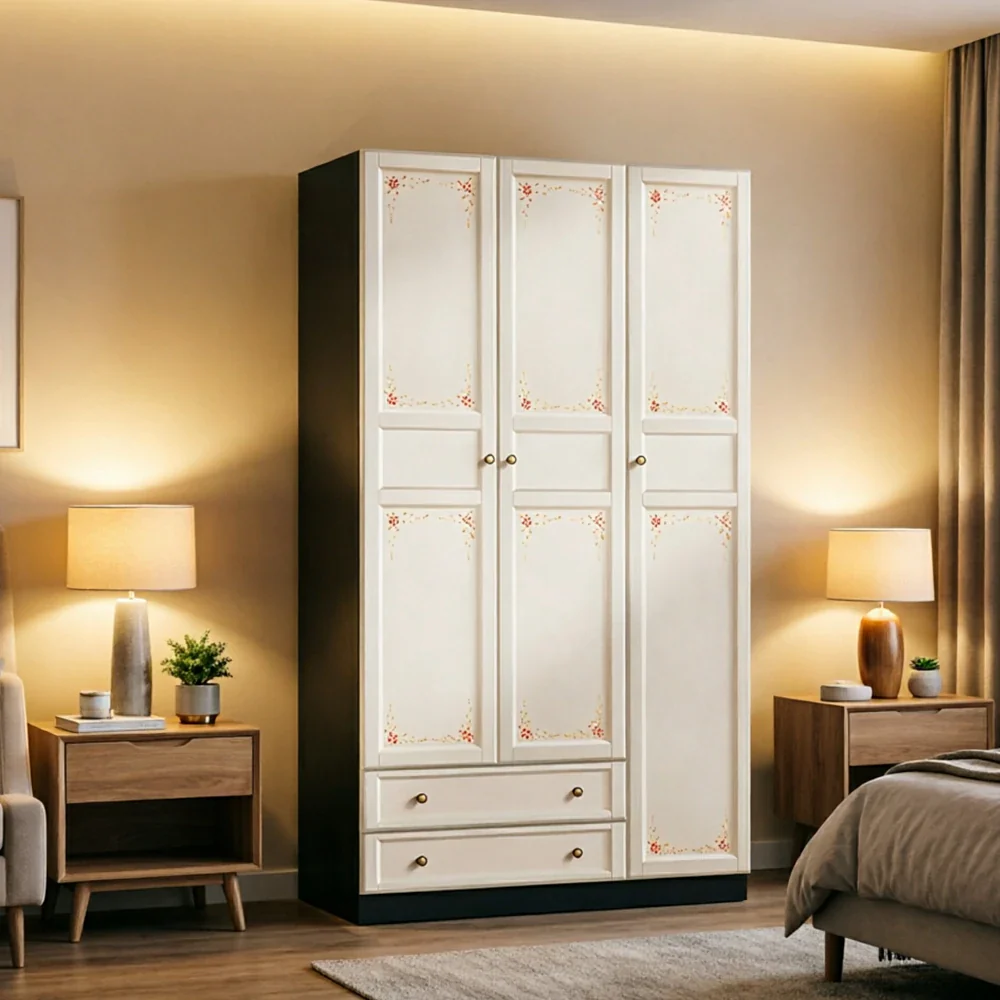 LUXORA Three Door Modular Full Wall Wardrobe Large Capacity Storage Cabinet for Bedroom Walk-In Closet - Beige - Image 6