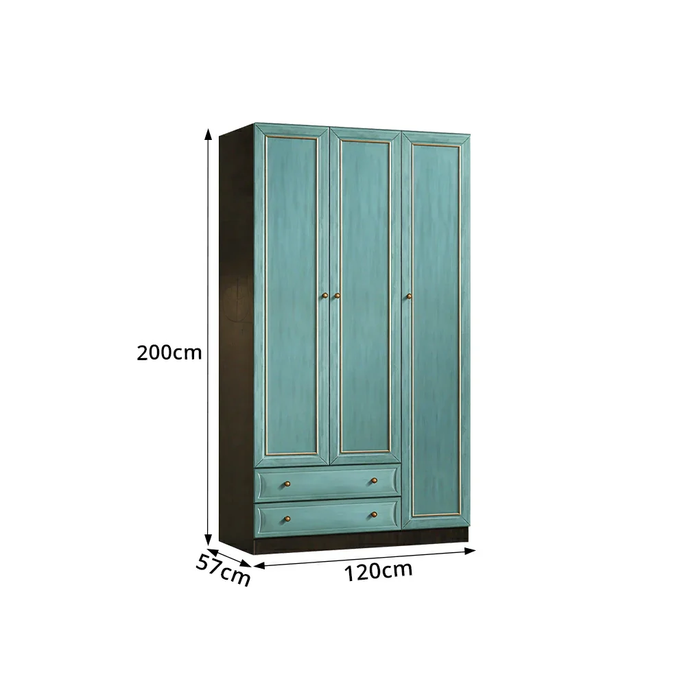 LUXORA Three Door Modular Full Wall Wardrobe Large Capacity Storage Cabinet for Bedroom Walk-In Closet - Blue - Image 8