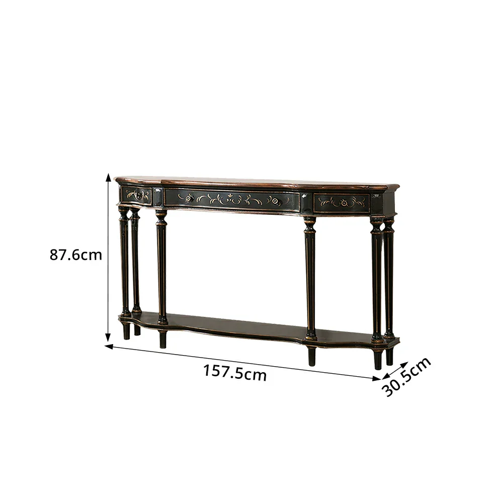 LUXORA Vintage Entryway Console Table Hand-Painted Solid Wood Accent Table for Hallway Living Room - Black - Image 7