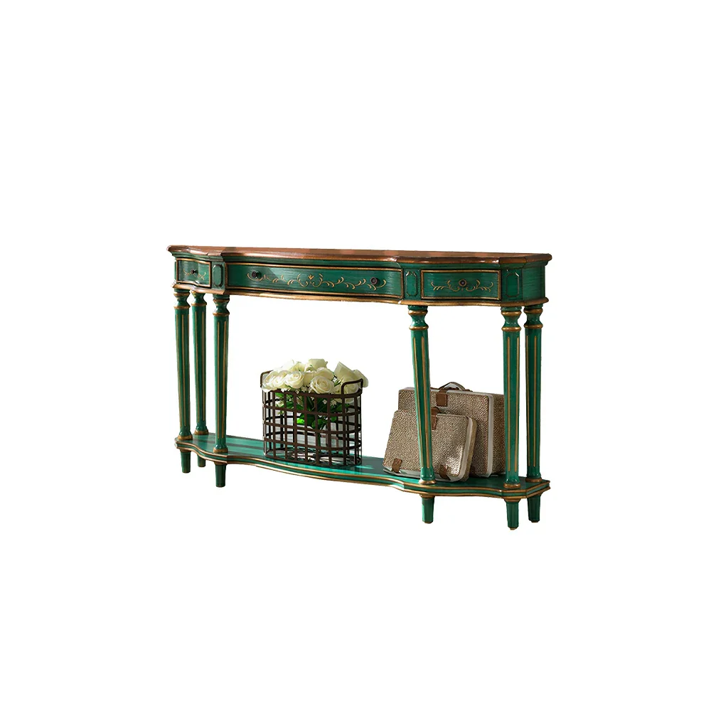 LUXORA Vintage Entryway Console Table Hand-Painted Solid Wood Accent Table for Hallway Living Room - Green