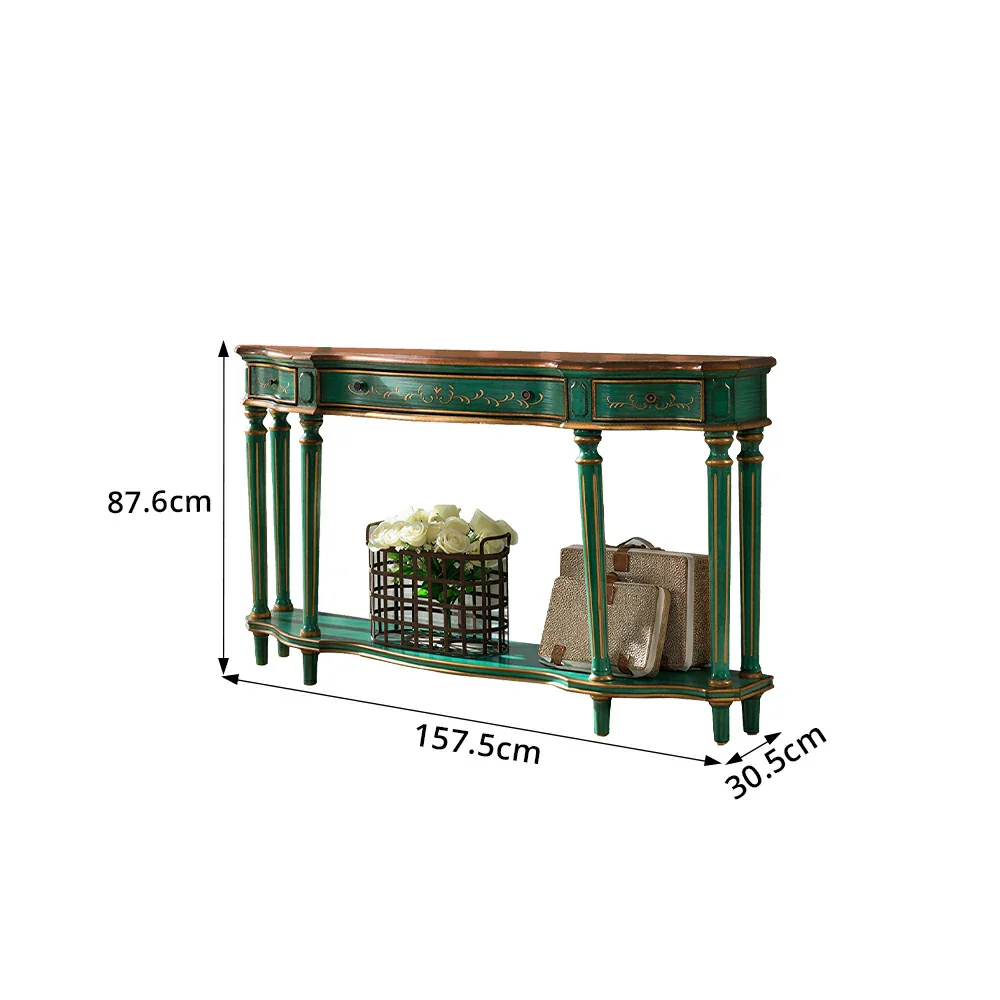 LUXORA Vintage Entryway Console Table Hand-Painted Solid Wood Accent Table for Hallway Living Room - Green - Image 8