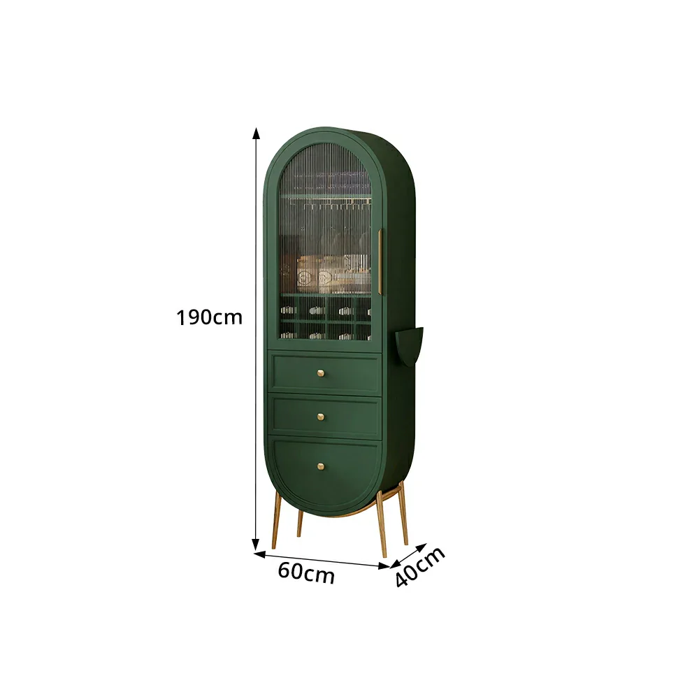 LUXORA Vintage Sideboard Wine Cabinet Metal Frame Storage Unit for Living Room Dining Room - Green - Image 8